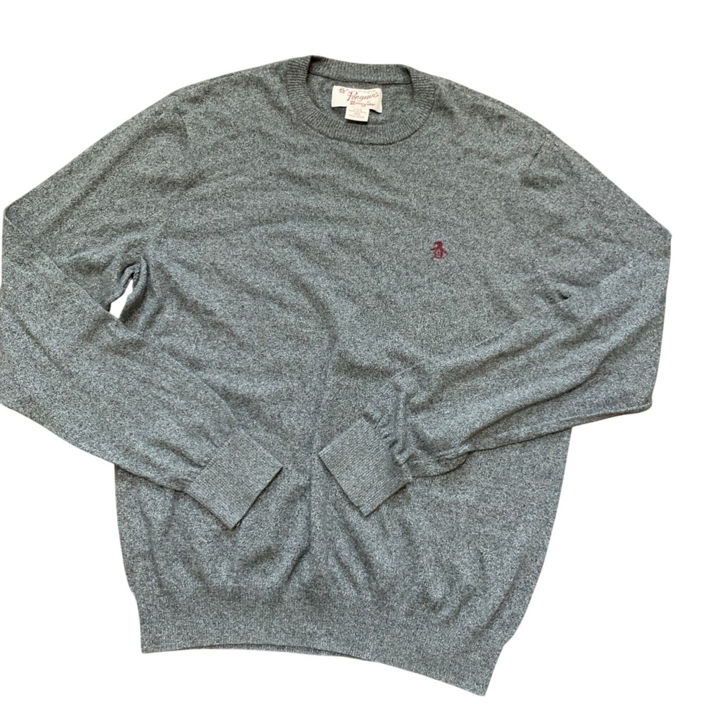 Penguin Original‎ Mens Gray Cotton Crew Neck Sweater Lightweight Knit Casual - Picture 3 of 7
